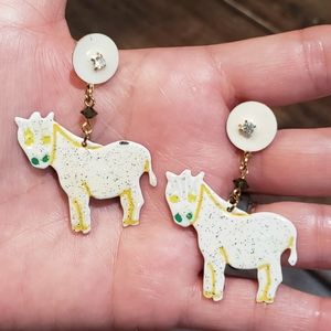 Vintage donkey tin earrings